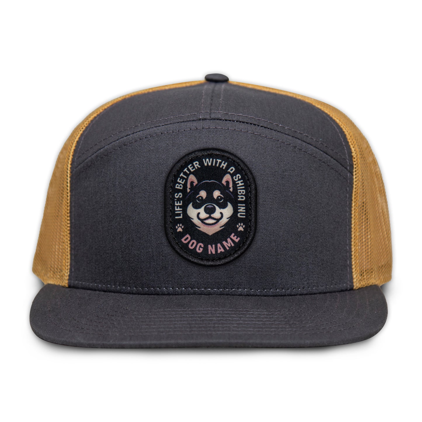 Shiba Inu (Black & Tan) Flat Bill Trucker