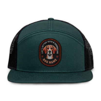 Coonhound (Red & White) Flat Bill Trucker
