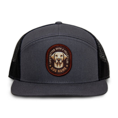 Yellow Lab Flat Bill Trucker