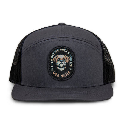 Shih Tzu Flat Bill Trucker