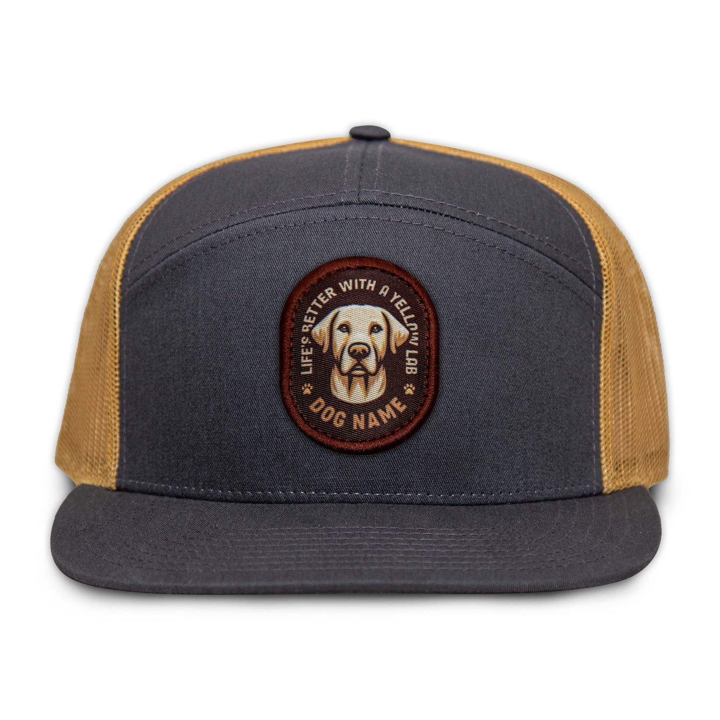 Yellow Lab Flat Bill Trucker