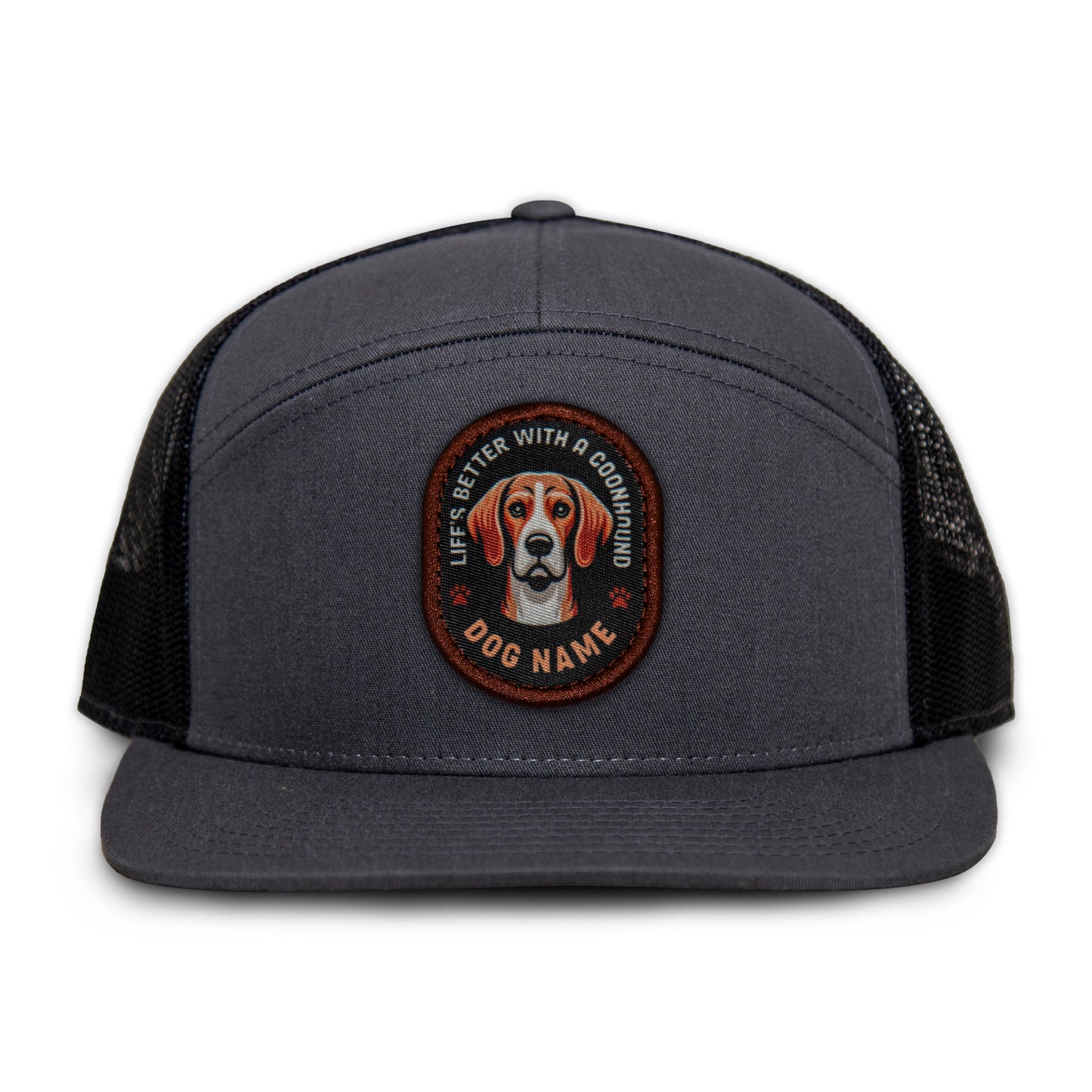 Coonhound (Red & White) Flat Bill Trucker