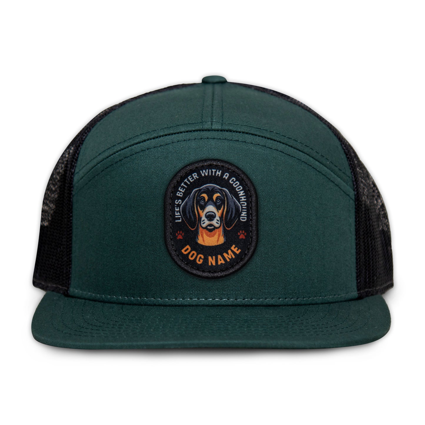 Coonhound (Black & Tan) Flat Bill Trucker