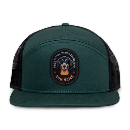 Coonhound (Black & Tan) Flat Bill Trucker