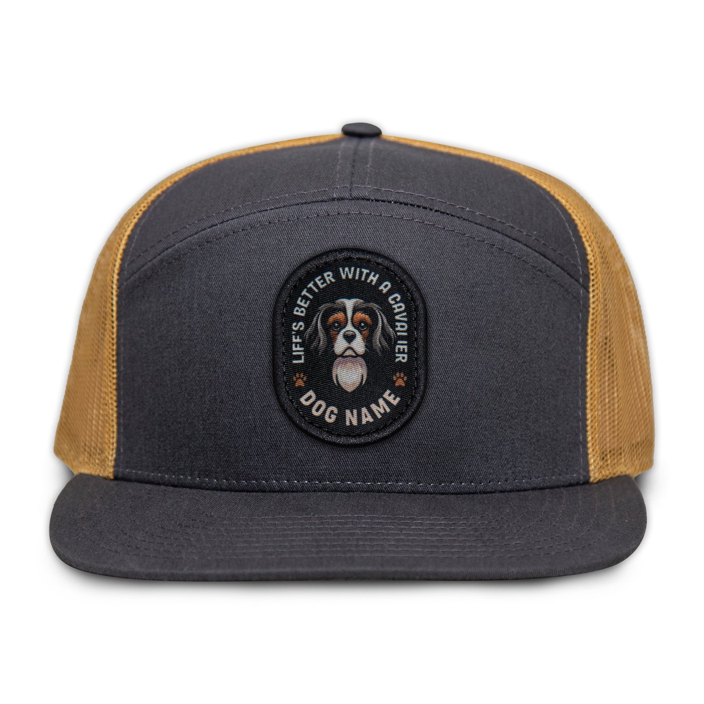 Cavalier King Charles Spaniel (Tri-Color) Flat Bill Trucker