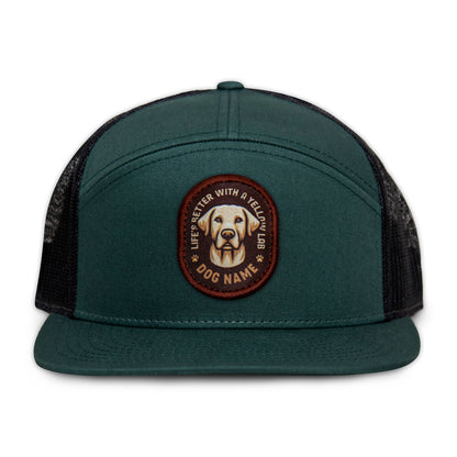 Yellow Lab Flat Bill Trucker
